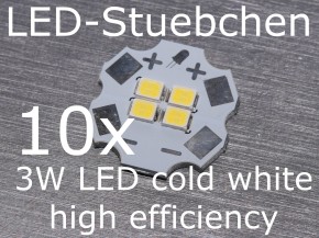 10x 3W High-Efficiency High-Power LED Kaltweiss 700mA