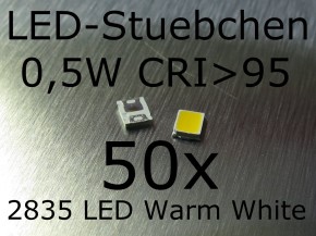 50x 2835 Warmweiss SMD LED 0,5W 150mA CRI>95