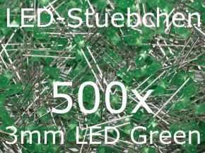 500x 3mm LED Grün