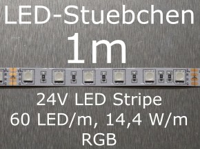 1m LED Stripe RGB mit 60 LED/m, 5050, 24V, 14,4 W/m